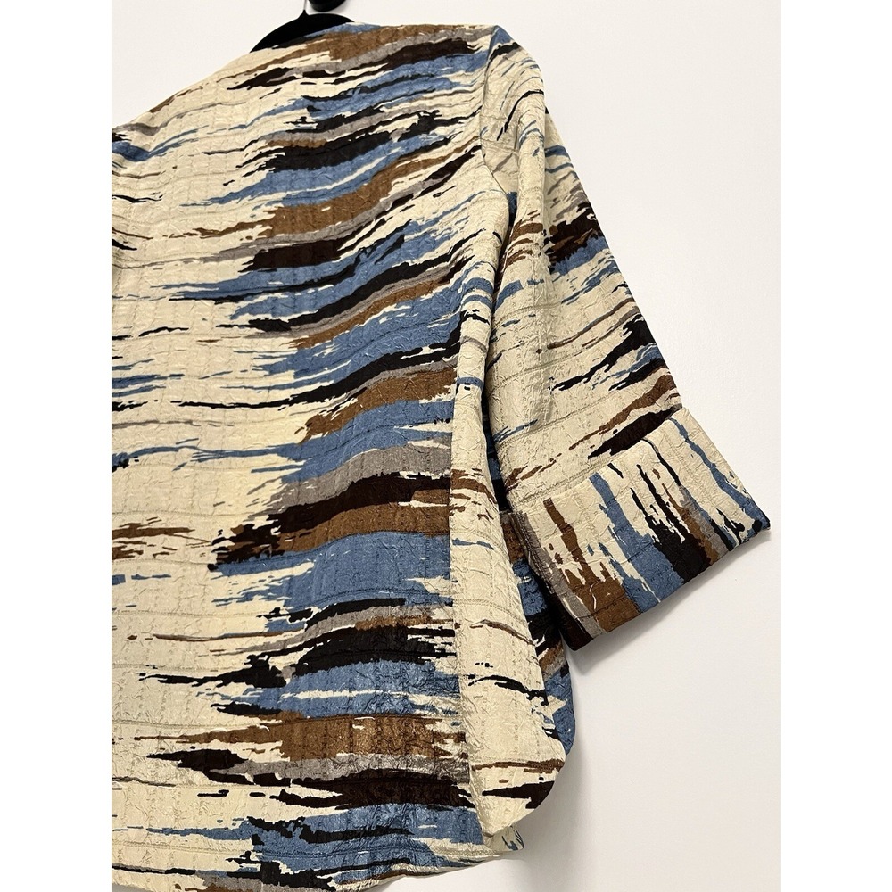 IC By Connie K Tunic Jacket Womens Medium Cream Blue Multicolor Lightweight USA - Picture 7 of 14